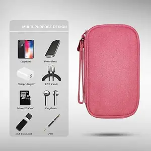 Portable Shockproof Storage Box, Premium Canvas Organizer for Charging Cables, Earphones, Power Banks, USB Drives & SD Cards. Lightweight sturdy protection, size 7.48×4.33×2.16 Inch.