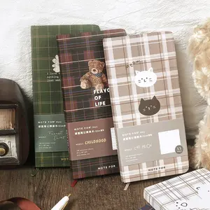 Weekly Notebook Hardfaced  Checked  Hand Ledger Notebook  Korean Stationery  Notebooks