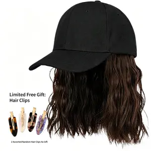 Integrated Baseball Cap Wig Natural Looking Adjustable Heat Resistant Hair Daily Wear Kinky Curly Wig for Women Short Bob Curly Design