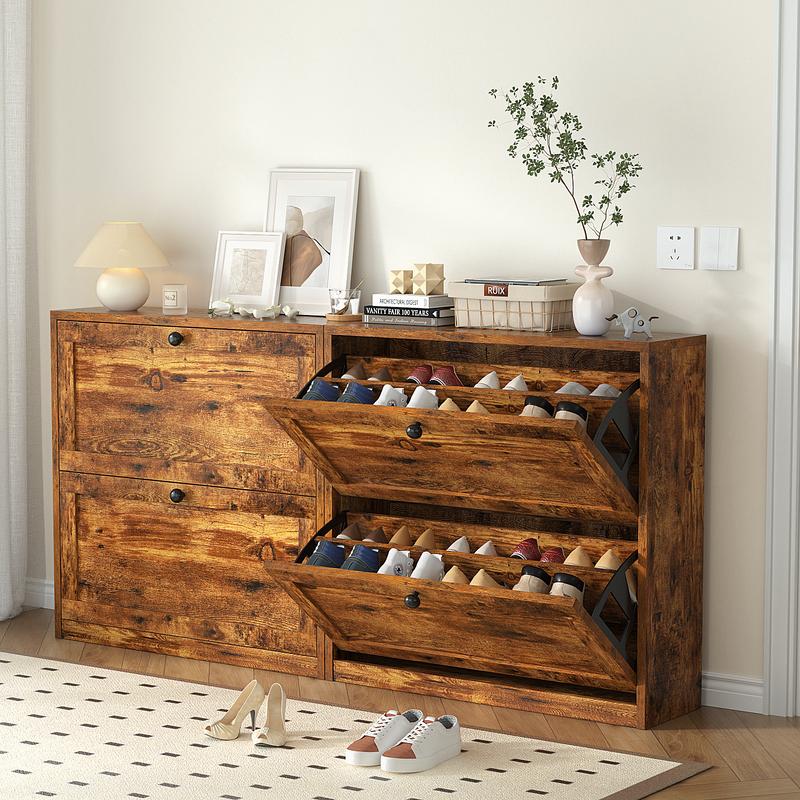 VOWNER Shoes Cabinet with 2 Flip Drawers for Narrow Entryway,Shoe Storage Cabinet Shoe Rack Organizer for Bedroom VOWNER Shoes Cabinet with 2 Flip Drawers for Narrow Entryway,Shoe Storage Cabinet Shoe Rack Organizer for Bedroom