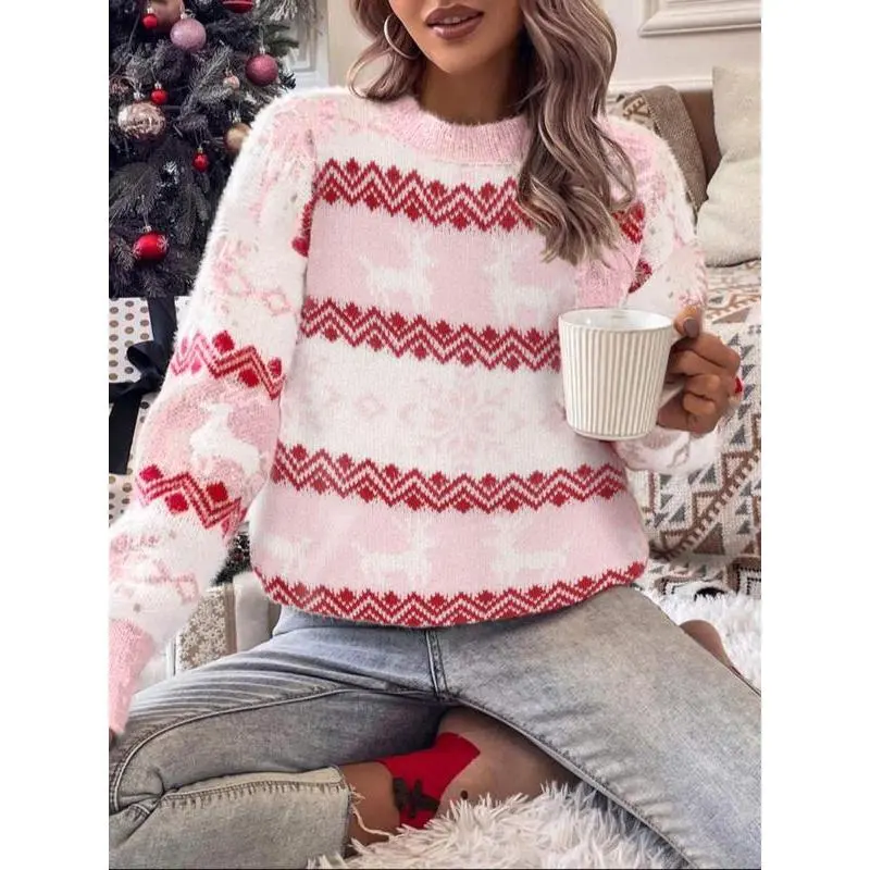 Cropped Knit Sweater, Valentine's Day Gift for Girl Women's Drop Shoulder Sweater, Casual Long Sleeve Round Neck Jumper Fall & Winter, Fashion Ladies' Knitwear Daily Wear, Aesthetic, , Trending Now, Must Have, Timeless