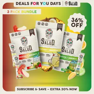 Salud 2-in-1 [Summer Vibes Trio] Agua Fresca Drink Mix, Hydration + Immunity, Electrolytes Powder, Agua Fresca Drink Mix, Elderberry, Dairy & Soy Free, Non-GMO, Gluten Free, Vegan, Low Calorie, 1g Sugar (3-Pack, 45 Servings), Deals For You Days