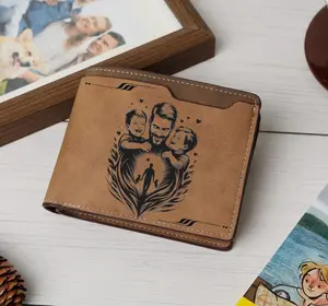 Fatherly Love Engraved Wallet, Family, Dad, Family Love, Custom, Memory, Heartfel, Meaningful, Father's Day, Dad and kids, Family themed Craft leather wallet,Slim Wallet,Minimalist,Men’s Wallet,Card Holder,Trendy 2025,Luxury