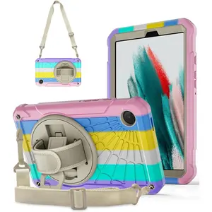 Case for Samsung Galaxy Tab A9 8.7 inch 2023, 360 ° rotating stand, hand strap & shoulder strap case for Samsung A9 tablet (SM-X110/x115/X117) (colorful powder)