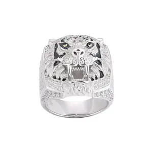 【#R397 】UCCIYO 18K Gold-Plated Tiger Ring with Lab-Grown Moissanite S925 Sterling Silver Synthetic Moissanite Ring for Women Men Hip Hop Jewelry Gift