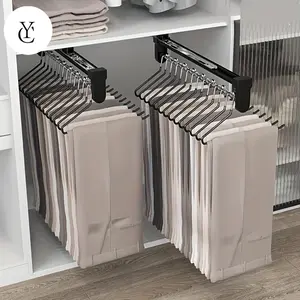 Telescopic Multifunctional Household Wardrobe Pants Drawer Cabinet, Built-in Draw And Pull Telescopic Pants Rack,Household Items Space-Saving,Stainless Steel Retractable Clothes Hanger,Perfect for Bedrooms, Bathrooms & Closets Organiser Organizing Hanging