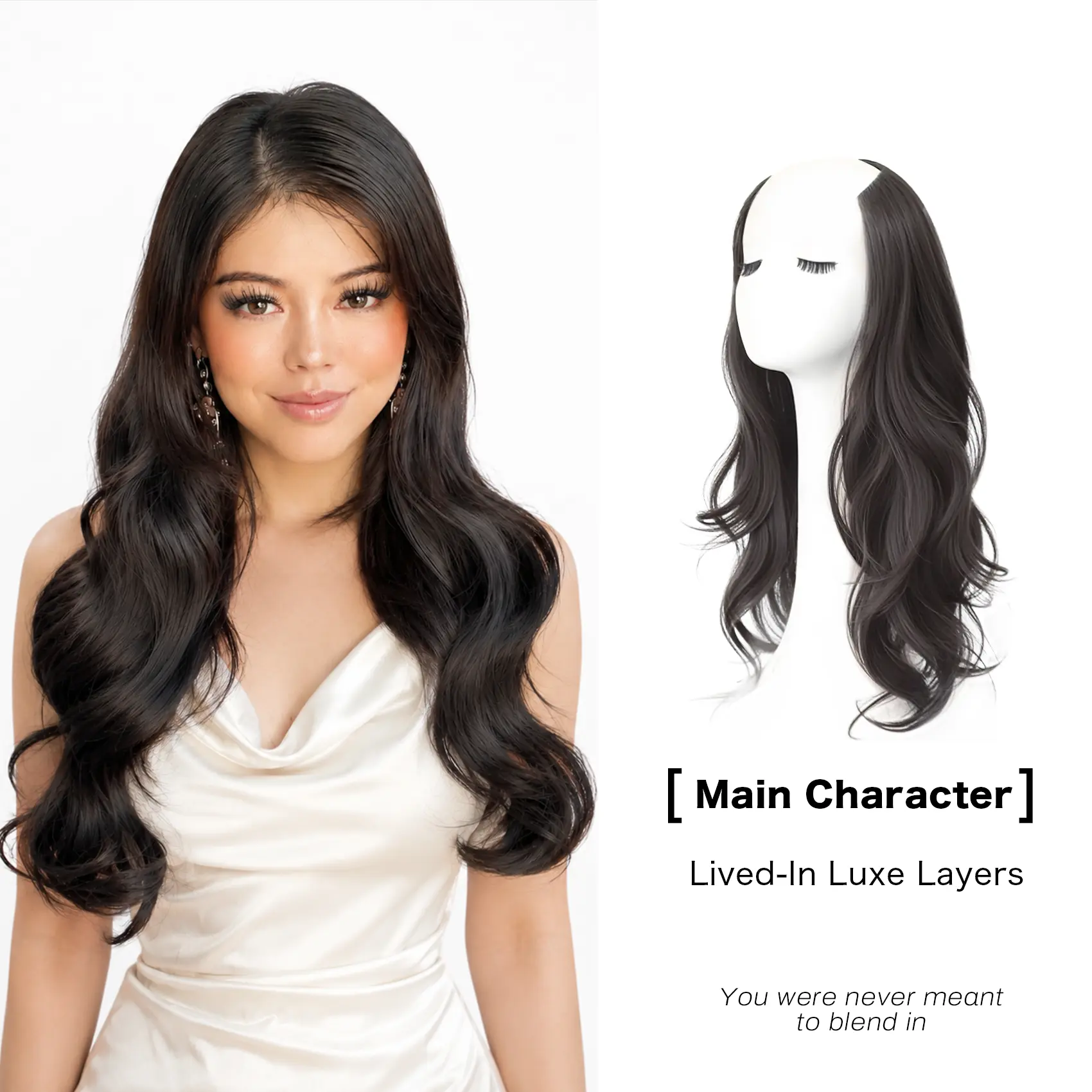 【Qbeauty】Invisible Layered Clip-in Hair Extensions by Amara, 18/20/22/24 Inch Thick Natural Soft Synthetic Hairpieces with Secure 5 Clips, Body Wave Loose Wave Curly Hair Extensions for Women