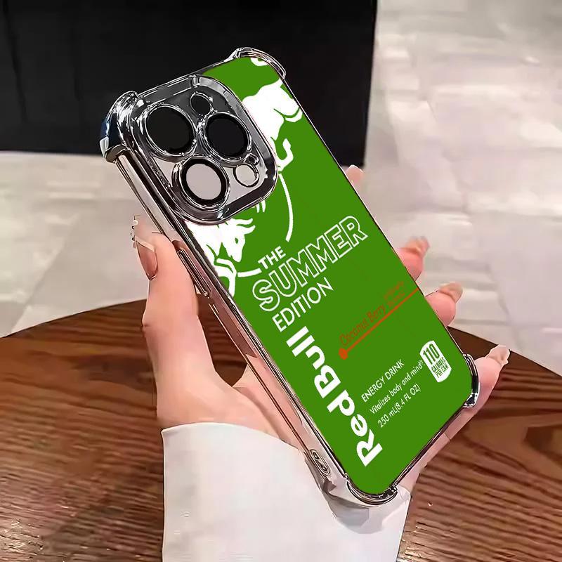 Redbull Energy Drink Challenger Edition Collection Style Electroplated TPU Casing For iphone 16 15 14 13 12 11 X XS PRO PLUS MAX Four Corners Anti - Fall Soft Silicone Gift Shockproof Protection Anti - Drop Protective Protector Phone Cases Shell Cover