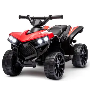 【Christmas Gift】Red Kids ATV 4 Wheeler, 6V Ride on Toy with 1.8MPH Max Speed, Wear-Resistant Wheels, Music & Foot Pedal, Battery Powered Electric Quad Car for Kids Toddlers