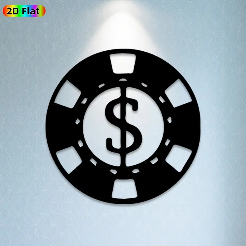 1pc Poker Chip Dollar Metal Wall Art,Poker Chip Dollar Statue Mural, Ideal Gift for New Year, Christmas, Poker Decor Enthusiasts, Rust-Resistant Metal Wall Decor Wall Sculptures, Perfect for Game Room Wall & Patio Fence, Unique Casino-Themed Decor