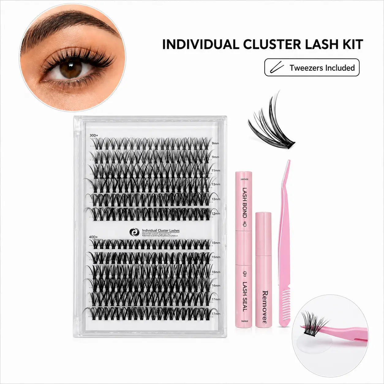 Lashes Clusters Invisible Band Natural Soft Waterproof Lash Extension Easy to Apply at Home Cosmetic Makeup Volume False Eyelashes DIY Eye Makeup Beauty Products for Beginners Glowup Voluminous Natural Look