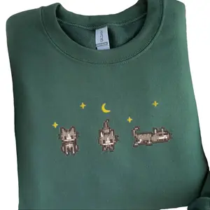 EMBROIDERED Stardew Valley Cat Sweatshirt, Perfect Gift for Gamers, Stand out with Gaming-inspired Fashion, Cozy & Cute Gaming Attire
