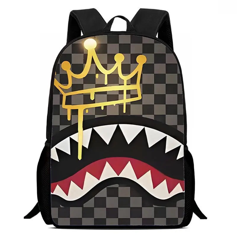 Fashionable Shark Pattern Backpack, Casual Large Capacity Backpack for Men, Business Style Travel Backpack for Daily Use, Casual Daypack