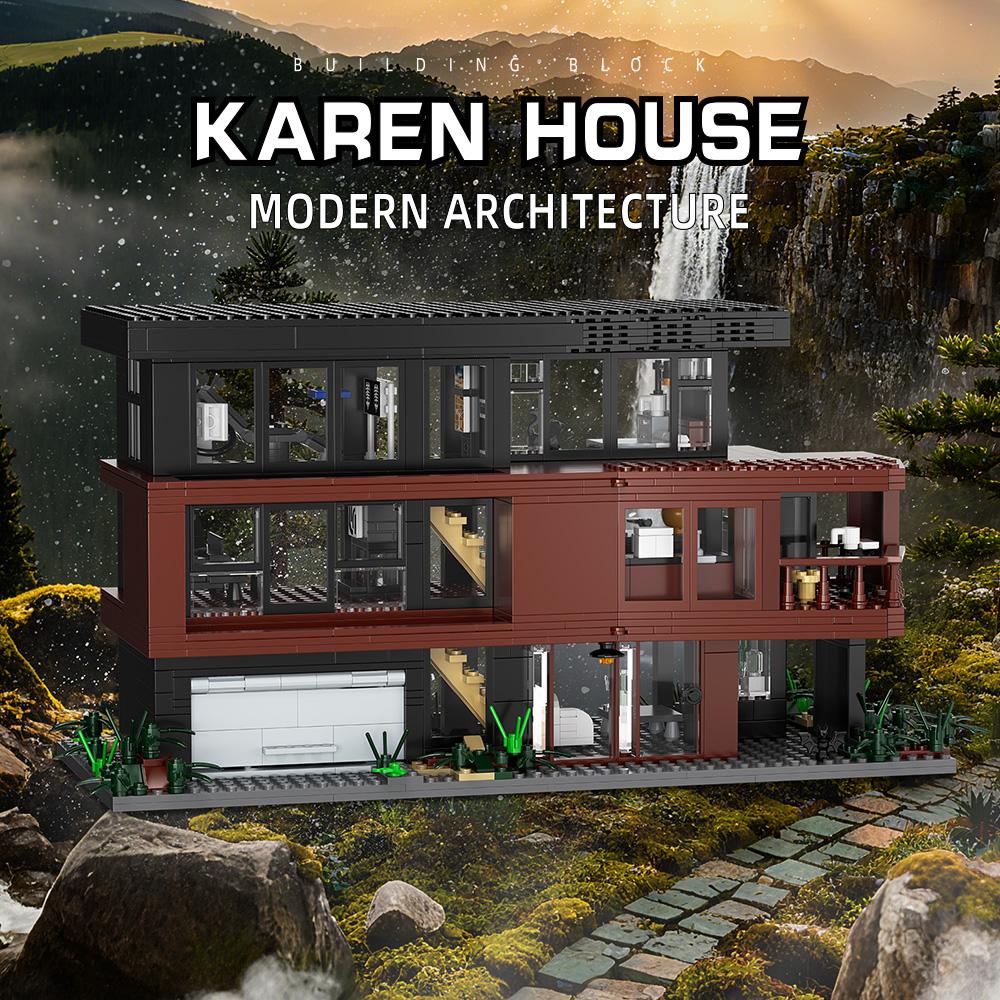 Garage assembly toy building block set, mini street view building block set, modern house model suitable for adults as holiday gifts