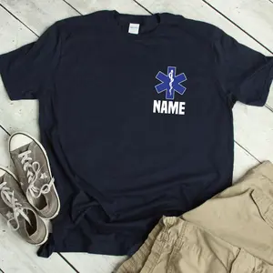 EMT Shirt, Personalized EMS T-Shirt, Name Paramedic Gift, Star of Life Customized Shirt, Emergency Service