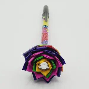 Hand-Crafted Duct Tape Flower Pen W/Nerds Candy Design Multicolor Folded Rose Unique Stationery Gift