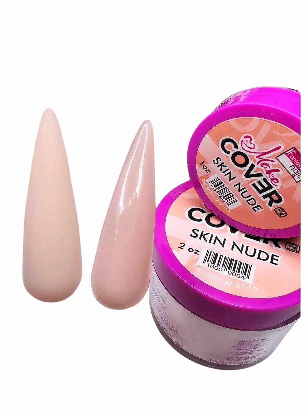 Fantasy Nails 2oz Skin Nude Acrylic Cover Powder Jar, Professional Nail Art Supply, Natural-Look Care Essential, Keep Away from Children, Acrylic Nail Supplies