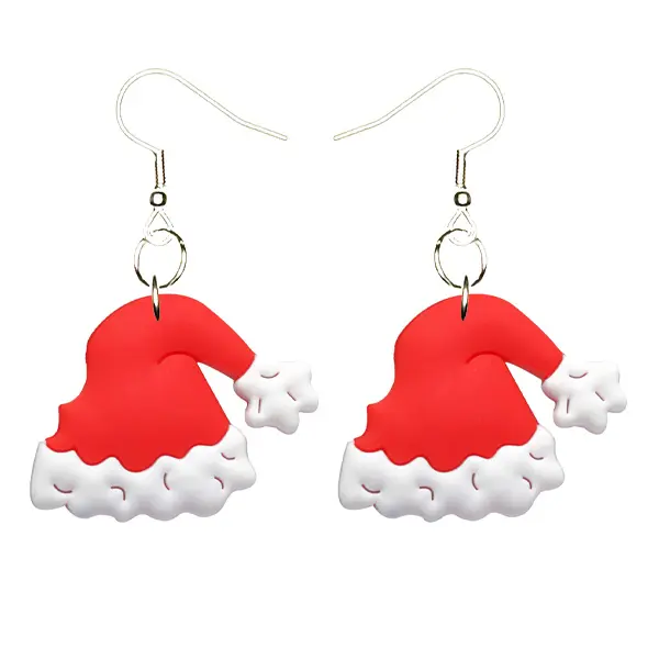 Christmas Santa Hat Earrings Hypoallergenic Silver Plated Fishhooks Xmas Yazzle Dazzle