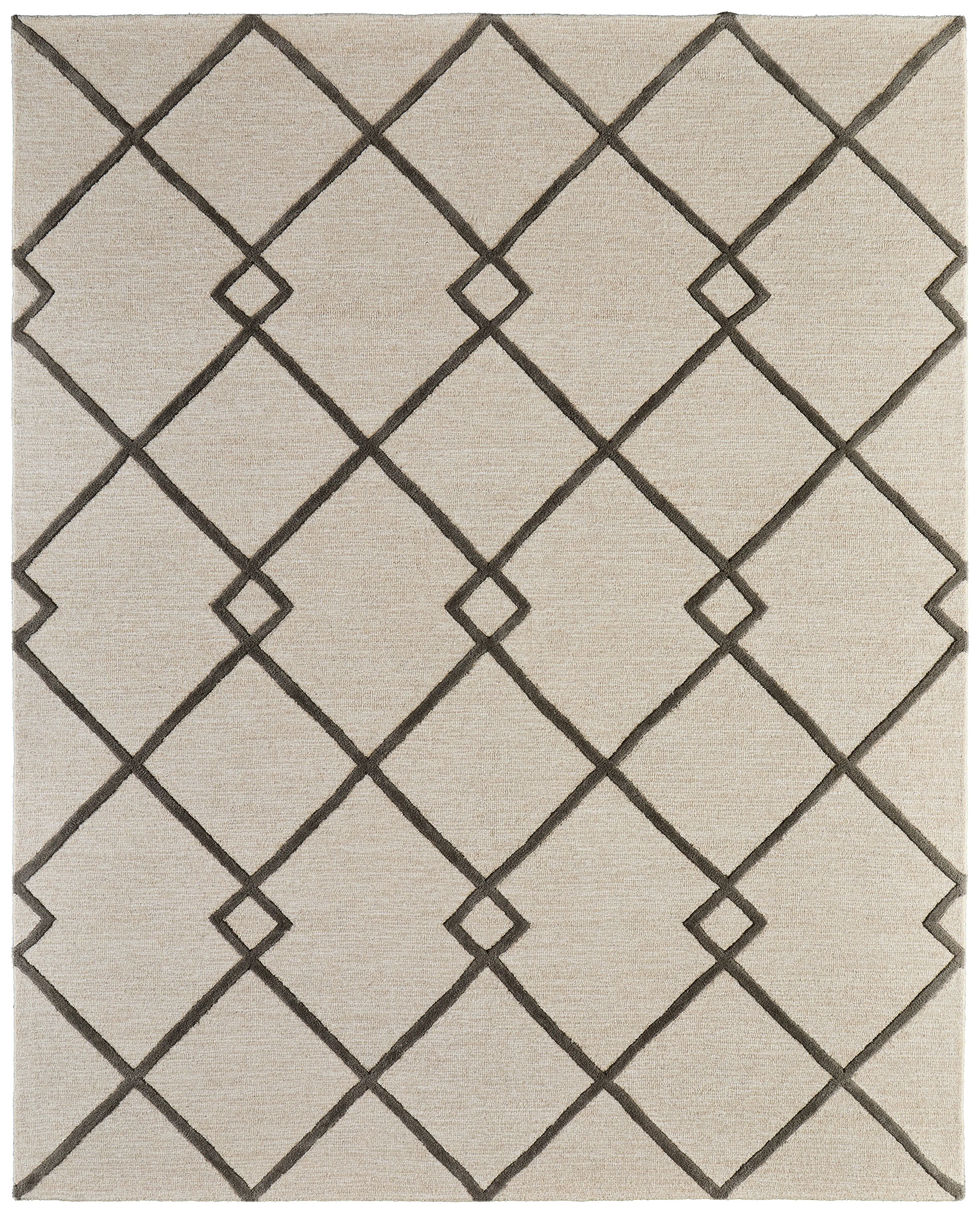 Kimball Transitional/Casual Trellis & Lattice/Argyle/Diamond Ivory/Gray/Tan - Feizy Rug
