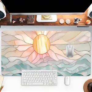 Abstract Sun & Wave Pattern Mouse Pad, Rectangle Gaming Non-slip Rubber Base Mousepad, Office Desk Keyboard Mouse Mat for Home Game Room Desk, Desk Accessories