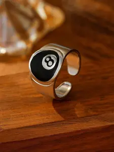 Adjustable Punk Black 8 Ball Ring – Trendy Metal Alloy Jewelry for Men & Women, Hip-Hop Rock Style!