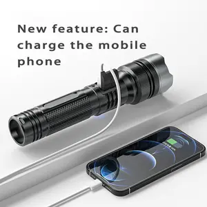 Qawtor 2-in-1 Strong Flashlight (Power Bank), Digital display ofpower, Rechargeable, Zoomable,, X4Waterproof,Adjustable Brightness Flash Light for Outdoor, Emergency,Camping Accessories, Black DealsForYouDays outdoorfun