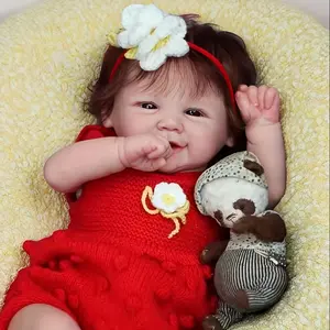 19inch Handmade Realistic Newborn Girl Baby Doll with Big Smile for Children's Birthday Gift