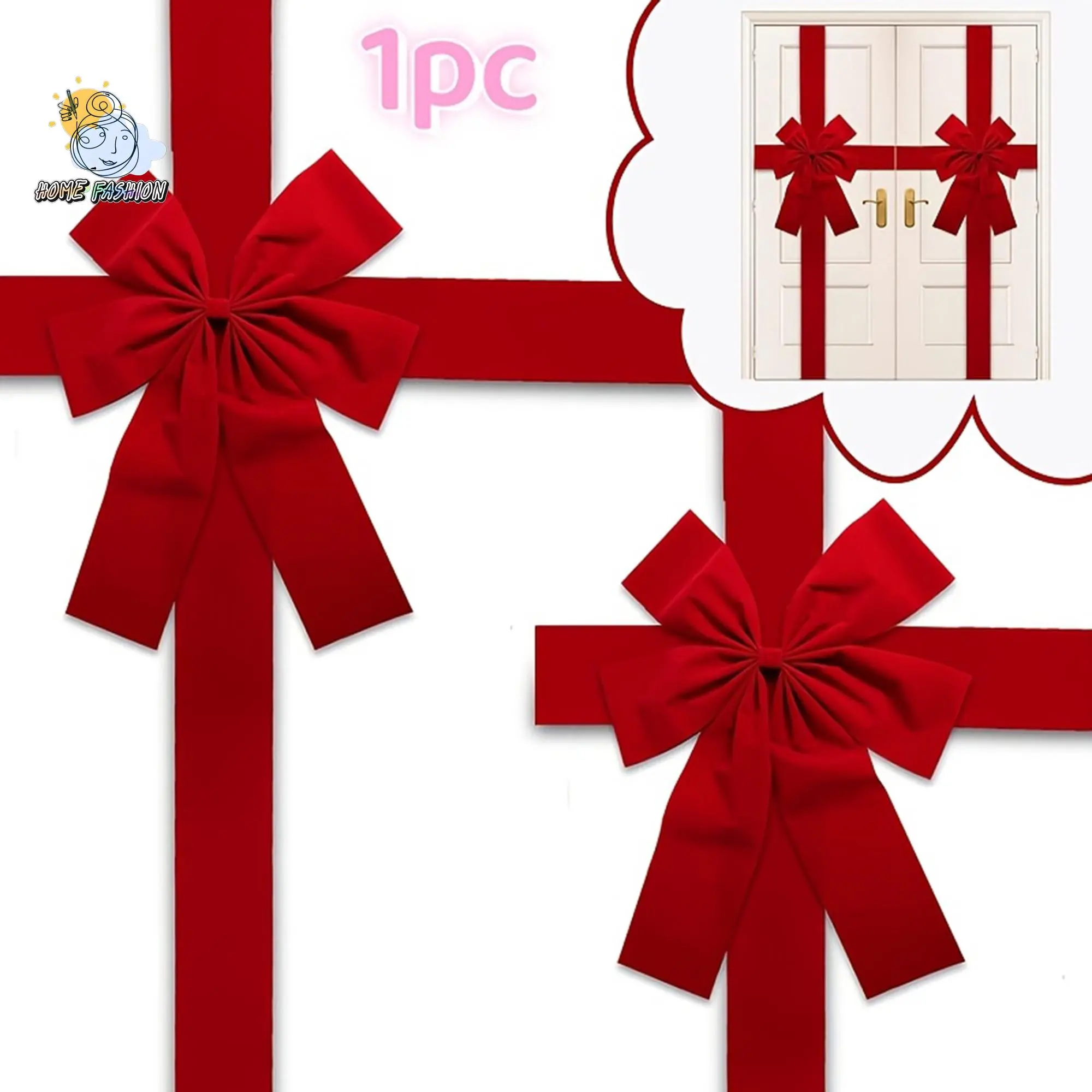 Front Door Bow Christmas Tree Bow, Large Red Christmas Cabinet Door Ribbon Bow, Big Christmas Bow Wrapping Decorations