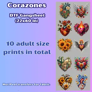 G46 Corazones  DTF Gang Sheet for shirts