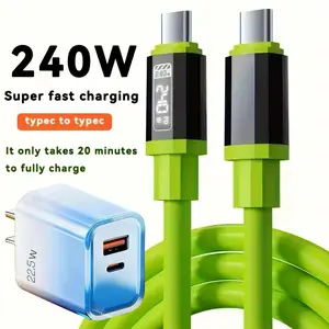 Buy 1 Get 1 Free 240W Fast Charging Cable, Mobile Data Cable, Smart Quick Charge, High-Power Fast Charging, Compatible with Apple Type-C Charging Smartphone Cellphone summervibes Type C Charger