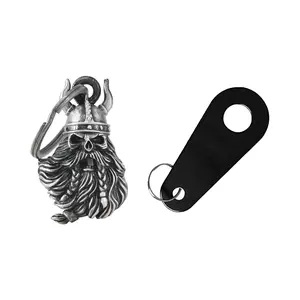Dream Apparel Halloween Viking Helmet Beard Skull Bell for Bikers, Christmas/Halloween Bell, Gremlin/Guardian Motorcycle Bell/Motorcycle Key Chain with Hanger and Good Luck Riding Spirit Bell Keychain Accessory