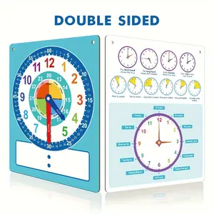 A dry-erase teaching demonstration table without a real clock, an easy-to-read educational toy that teaches children to read second learning times, suitable for classroom and homeschool supplies