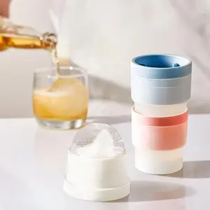 Ice Ball Molds Set of 3 Round 2-Inch Spherical Ice Cubes for Whiskey Cocktails Bourbon Crystal Clarity Durable Reusable Food-Grade Silicone Leak-Proof Lid Compact Stackable Kitchen Utensils(random color)