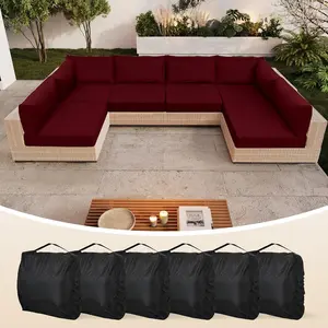 Patio Furniture Cushions Waterproof, Olefin Fabric Fade-Resistant All-Weather Cushions for Outdoor Furniture, Sectional Replacement Cushions for 6-Seat Rattan Wicker, Storage Bag
