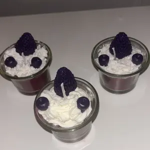 Set of 3 Handmade Lavender Vanilla Dessert Candles