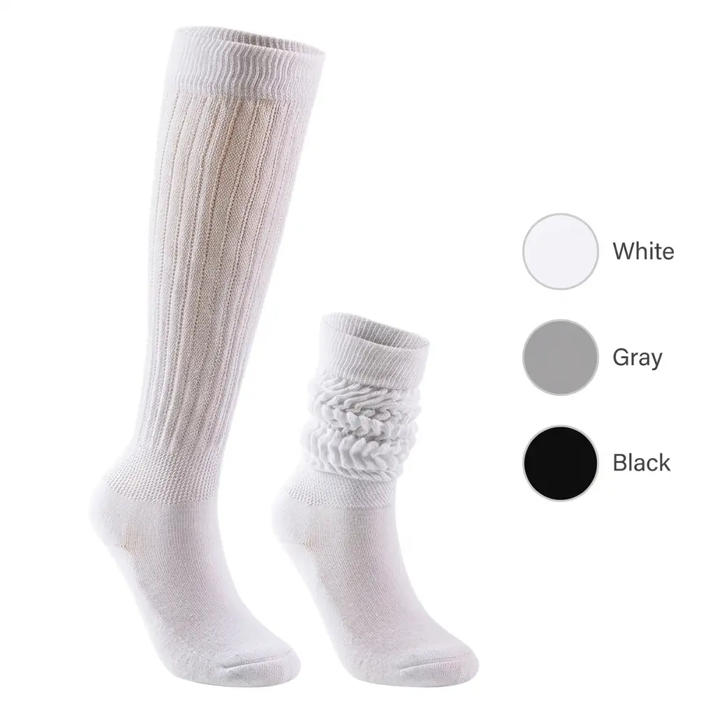 Women's 1/3 Pair Scrunch Long Crew Socks (3/6 Packs, Size 5-9) - Soft, Breathable Fabric for Workout, Casual Use, Vintage Activewear Outfits, Chic Sports Socks Womenswear Elegance