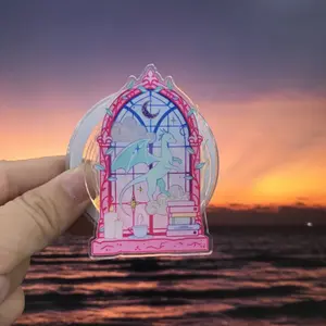 Pastel Dragon Stained Glass MagSafe Phone Grip – Fantasy Window Magnetic Pop Socket Kickstand for Phone & Kindle – Bookish Gift for Dragon Lovers