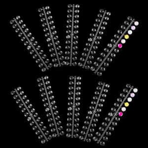 240 Pcs Round False Nail Display Tips, Clear Nail Art Color Display Chart Nail Swatch Sticks with Adhesive Sticker for Training Practicing Color Displaying…