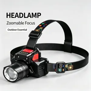 Zoomable LED Headlamp with Colorful Adjustable Headband, Waterproof Hands-Free Head Flashlight for Camping, Fishing and Construction Work Light garden patio living room cordless hood light clear projection battery power portable torch