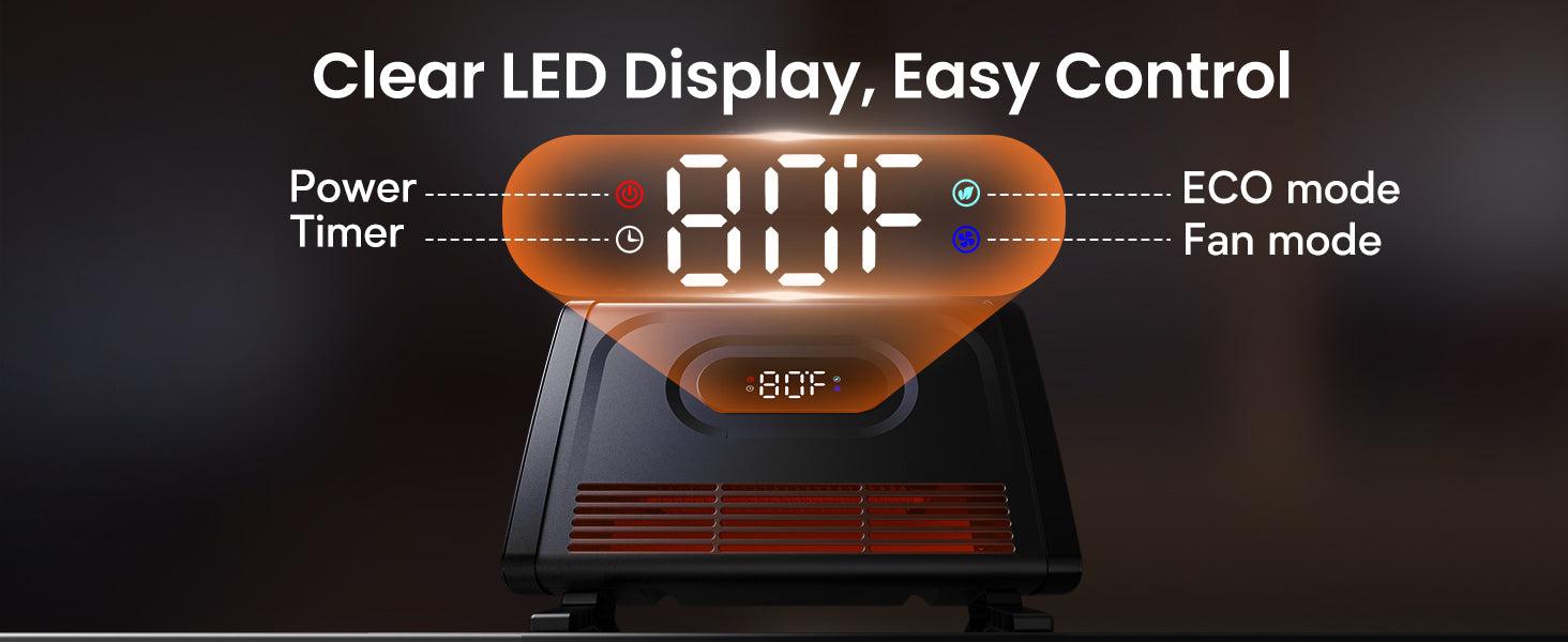 1500W Wall Mounted Infrared Space Heater with Attachable Feet，Adjustable Thermostat, Remote, 12 Timer, Safety Child Lock for Indoor Use, Black