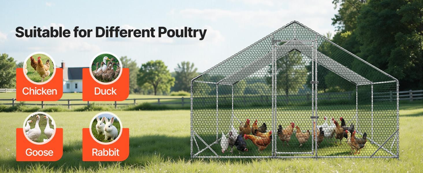 VEVOR Enclosed Chicken Cage, 9.8x9.8x6.6ft Walk-In Poultry Coop with Waterproof Cover, Sturdy Frame, Spire Roof, Spiral-Bottom Guard, Predator-Proof Mesh, All-Seasons Weather Resistance for Backyard Farm Hens (Walk-In Care Ease)#BackToSchool VEVOR Enclosed Chicken Cage, 9.8x9.8x6.6ft Walk-In Poultry Coop with Waterproof Cover, Sturdy Frame, Spire Roof, Spiral-Bottom Guard, Predator-Proof Mesh, All-Seasons Weather Resistance for Backyard Farm Hens (Walk-In Care Ease)#BackToSchool
