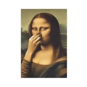 Piece Mimics Mona Lisa Bathroom Wall Art Decoration Covering Her Nose Vintage Stink Poster Printed Toilet Humorous And Funny Da Vinci Inspired Fun Canvas Painting Wall Decoration Family Bedroom Kitche