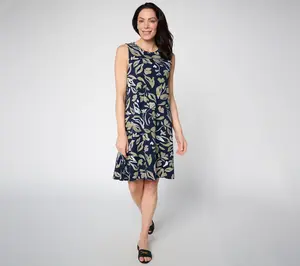 BEAUTIFUL by Lawrence Zarian Petite Printed Knee Length Knit Dress