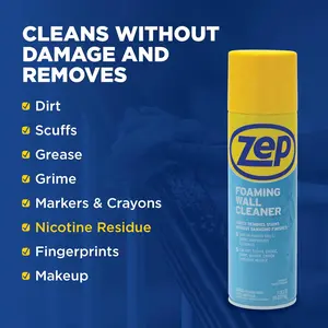 Zep ZUFWC18 Foaming Wall Cleaner, 18 oz, Clear Doors And Trim Safe Easily Removable Stains