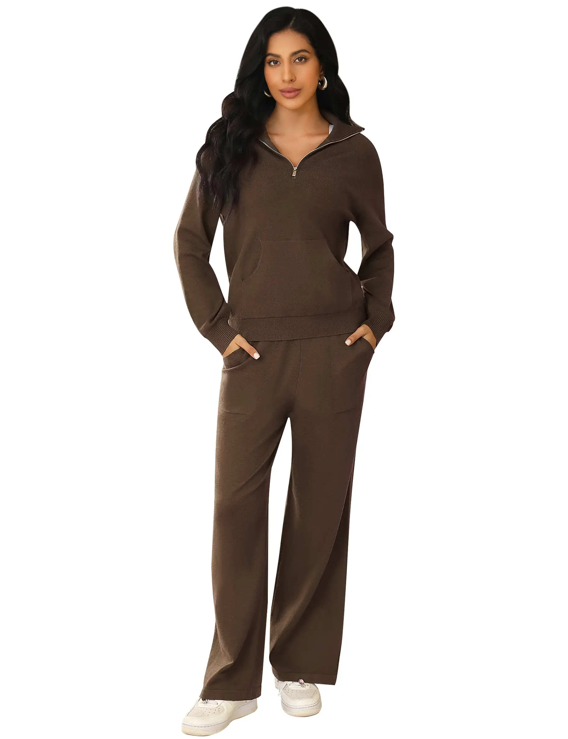 TOTATUIT Women's 2-Piece Thick Solid Tracksuit Set - Half-Zip Long Sleeve Pullover, Cozy Soft Joggers, 2-Piece Set for Lounge, Sports, Holiday Gifting, Two Piece Set