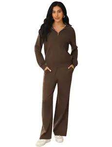 TOTATUIT Women's 2-Piece Thick Solid Tracksuit Set - Half-Zip Long Sleeve Pullover, Cozy Soft Joggers, 2-Piece Set for Lounge, Sports, Holiday Gifting, Two Piece Set