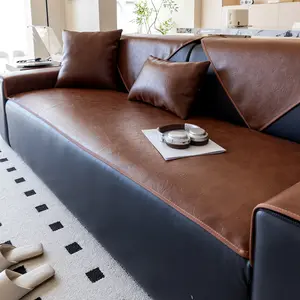 1pc retro thick leather sofa cushion, modern light luxury style, one-piece easy bed, universal in all seasons, can be used in living room, bedroom