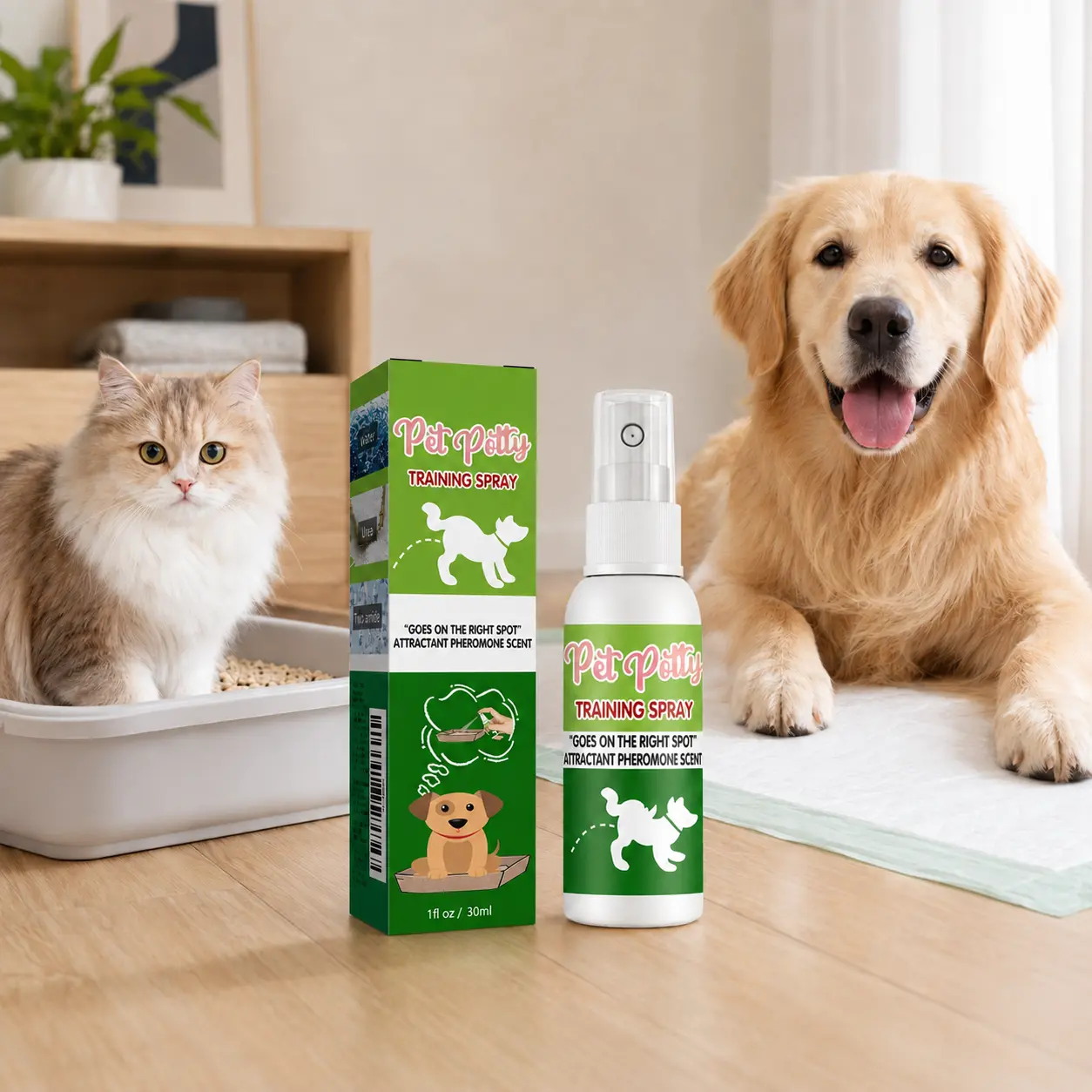 Pet Potty Training Spray, Cat & Dog Toilet Training Inducer Spray, Attractant Pheromone Scent for Puppy Potty Positioning, 30ml Pet Toilet Aid Spray for Dogs and Cats