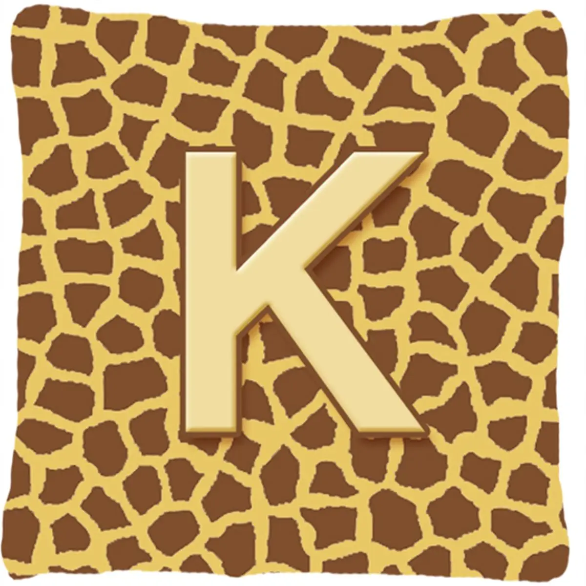 Monogram Initial K Giraffe Decorative Fabric Pillow - 14 x 14 in.