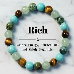 Money Manifestation & AttractionBracelet-Wealth Party Style Anxiety Relief with Tiger's Eye Stone Green Winterstone African Pine Blue Pine Friendship Bracelet Beaded Accessories Protective Bracelet Fashion Bracelet Color-Block Crystal Beaded Bracelet